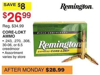 Dunham's Sports Remington core-lokt ammo offer