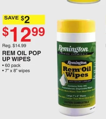 Dunham's Sports Rem oil pop up wipes offer