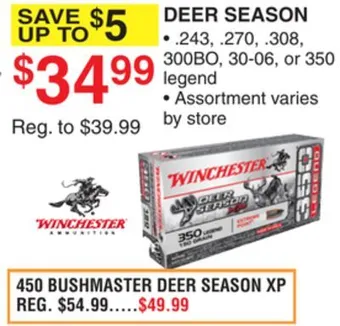 Dunham's Sports Winchester 450 bushmaster deer season xp offer