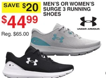 Dunham's Sports Under armour men's or women's surge 3 running shoes offer