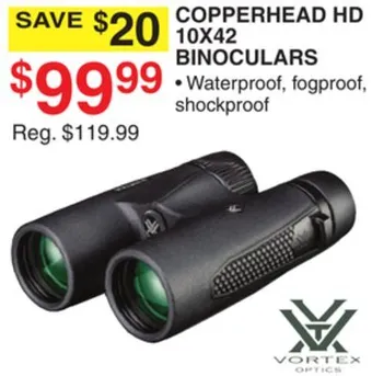 Dunham's Sports Vortex copperhead hd 10x42 binoculars offer