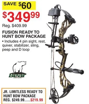 Dunham's Sports Bear fusion ready to hunt bow package offer