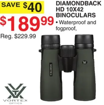 Dunham's Sports Diamondback hd 10x42 binoculars offer