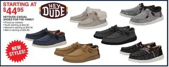 Dunham's Sports Heydude casual shoes for the family offer