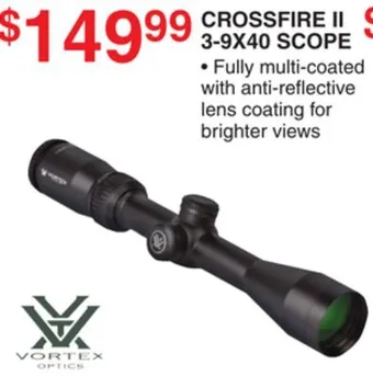 Dunham's Sports Vortex crossfire ii 3-9x40 scope offer
