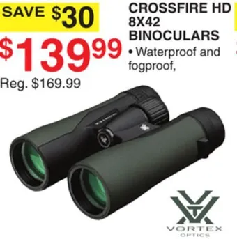 Dunham's Sports Vortex crossfire hd 8x42 binoculars offer