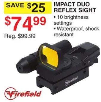 Dunham's Sports Firefield impact duo reflex sight offer