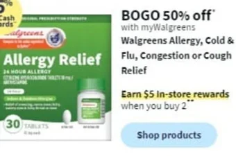 Walgreens Walgreens Allergy, Cold & Flu, Congestion or Cough Relief offer