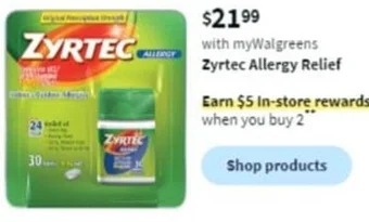 Walgreens Zyrtec Allergy Relief offer