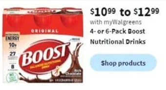 Walgreens 4- or 6-Pack Boost Nutritional Drinks offer