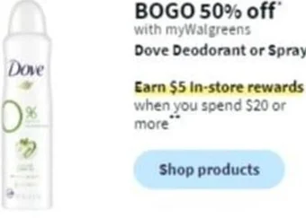 Walgreens Dove Deodorant or Spray offer