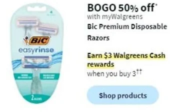 Walgreens Bic Premium Disposable Razors offer