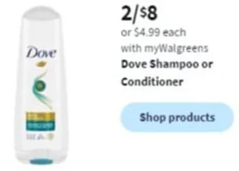 Walgreens Dove Shampoo or Conditioner offer