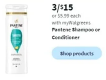Walgreens Pantene Shampoo or Conditioner offer
