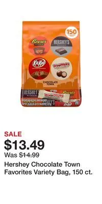 BJ’s Hershey chocolate town favorites variety bag, 150 ct offer