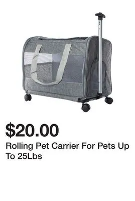 Five Below Rolling pet carrier for pets up to 25lbs offer