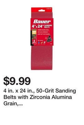 Harbor Freight Tools 4 in. x 24 in., 50-grit sanding belts with zirconia alumina grain, 3-pack offer