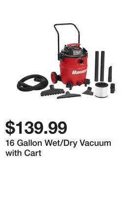 Harbor Freight Tools 16 gallon wet/dry vacuum with cart offer