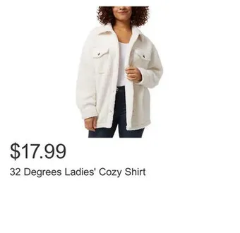 Costco 32 degrees ladies' cozy shirt offer