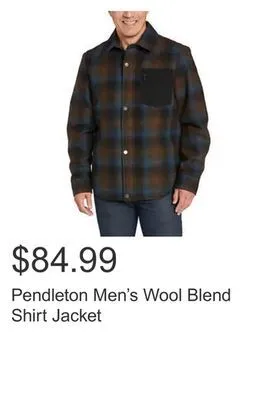 Costco Pendleton men's wool blend shirt jacket offer