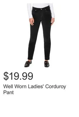 Costco Well worn ladies' corduroy pant offer
