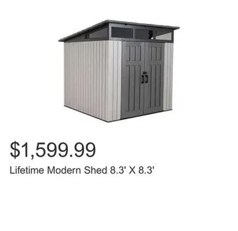 Costco Lifetime modern shed 8.3' x 8.3' offer