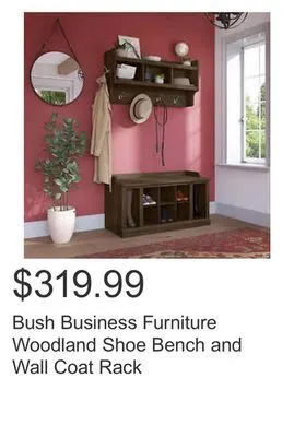 Costco Bush business furniture woodland shoe bench and wall coat rack offer