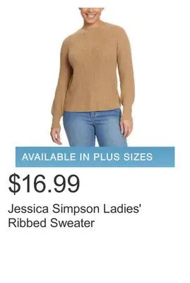 Costco Jessica simpson ladies' ribbed sweater offer