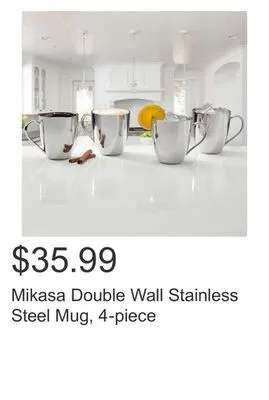 Costco Mikasa double wall stainless steel mug, 4-piece offer