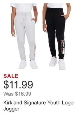 Costco Kirkland signature youth logo jogger offer