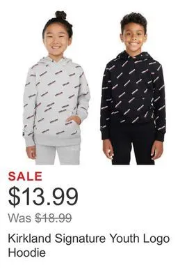 Costco Kirkland signature youth logo hoodie offer