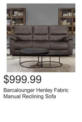 Costco Barcalounger henley fabric manual reclining sofa offer