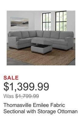 Costco Thomasville emilee fabric sectional with storage ottoman offer