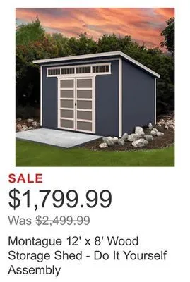Costco Montague 12' x 8' wood storage shed - do it yourself assembly offer