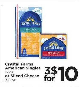 Cub Foods Crystal Farms American Singles Or Sliced Cheese offer