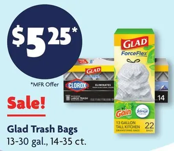 Family Dollar Glad trash bags offer