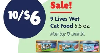 Family Dollar 9 lives wet cat food offer
