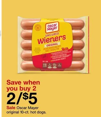 Target Oscar mayer original 10 - ct. hot dogs offer