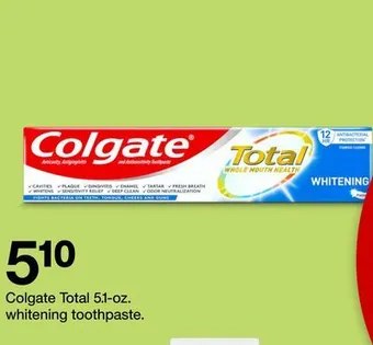 Target Colgate total 5.1-oz. whitening toothpaste offer