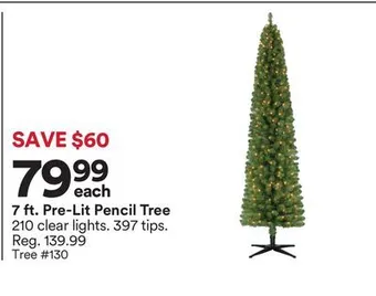 Michaels 7 ft. pre-lit pencil tree offer