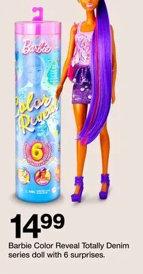 Target Barbie color reveal totally denim series doll with 6 surprises offer