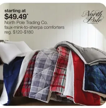 JC Penney North pole trading co. faux-mink-to-sherpa comforters offer
