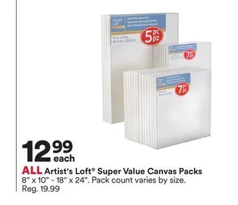Michaels All artist's loft super value canvas packs offer