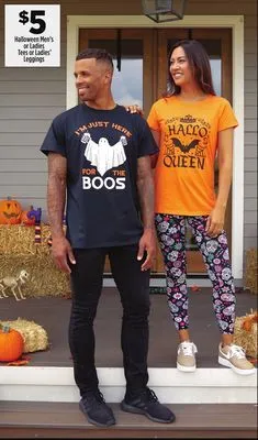 Dollar General Halloween men's or ladies tees or ladies' leggings offer