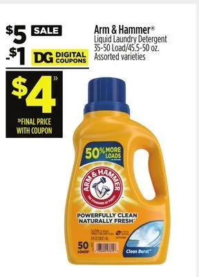 Dollar General Arm & hammer liquid laundry detergent offer