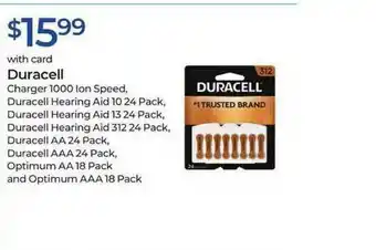 Rite Aid Duracell Charger 1000 Ion Speed, Duracell Hearing Aid 10, 13, 312, Duracell AA, AAA, Optimum AA And AAA offer