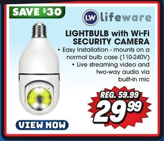 Big 5 Lifeware lightbulb with wi-fi security camera offer