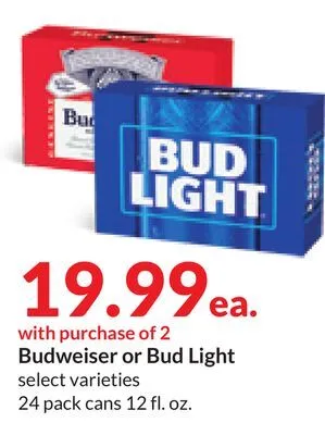 Hy-Vee Budweiser or bud light offer