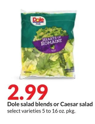 Hy-Vee Dole salad blends or caesar salad offer