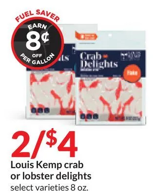 Hy-Vee Louis kemp crab or lobster delights offer